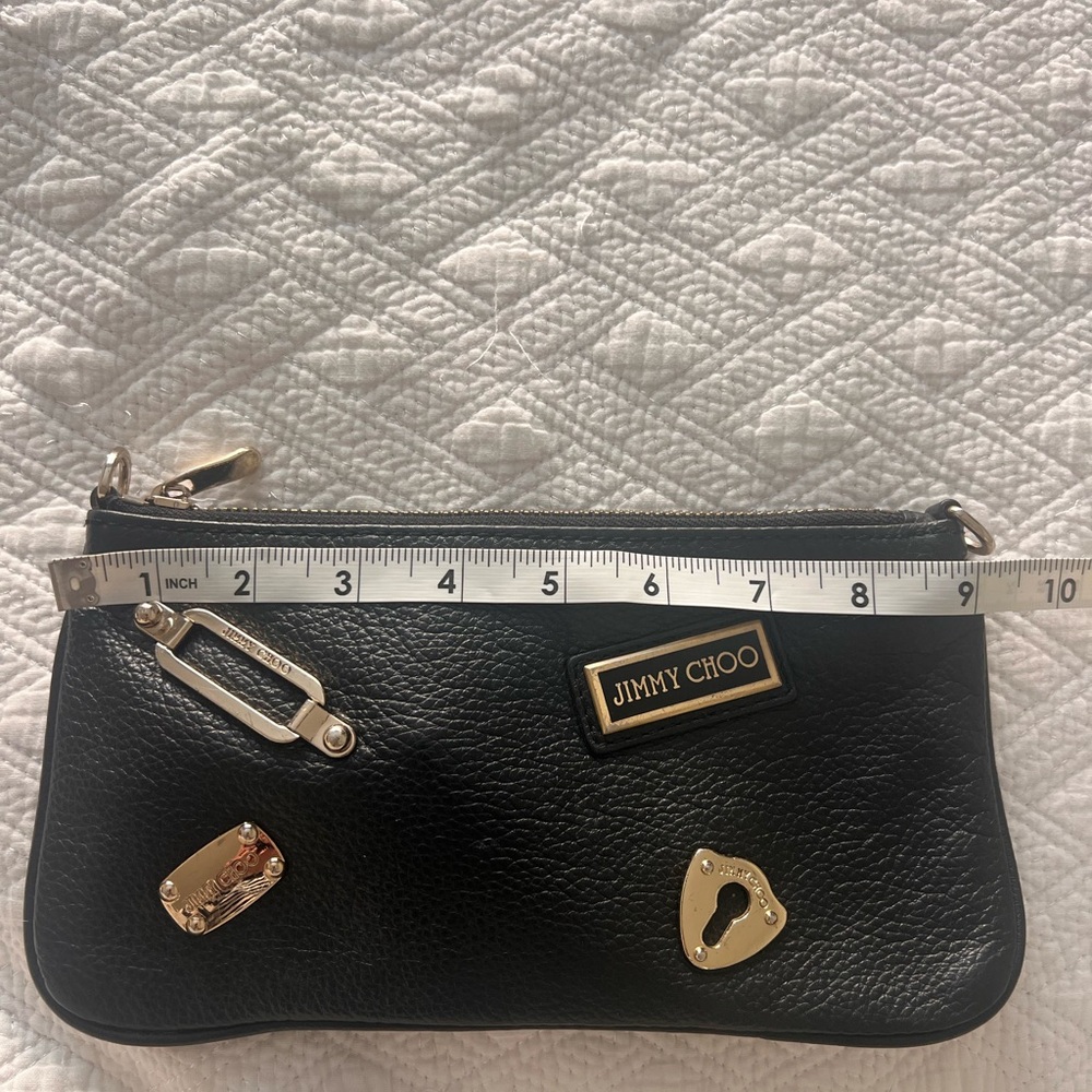 Jimmy Choo Black Leather Clutch with Gold Accents - Picture 8 of 9
